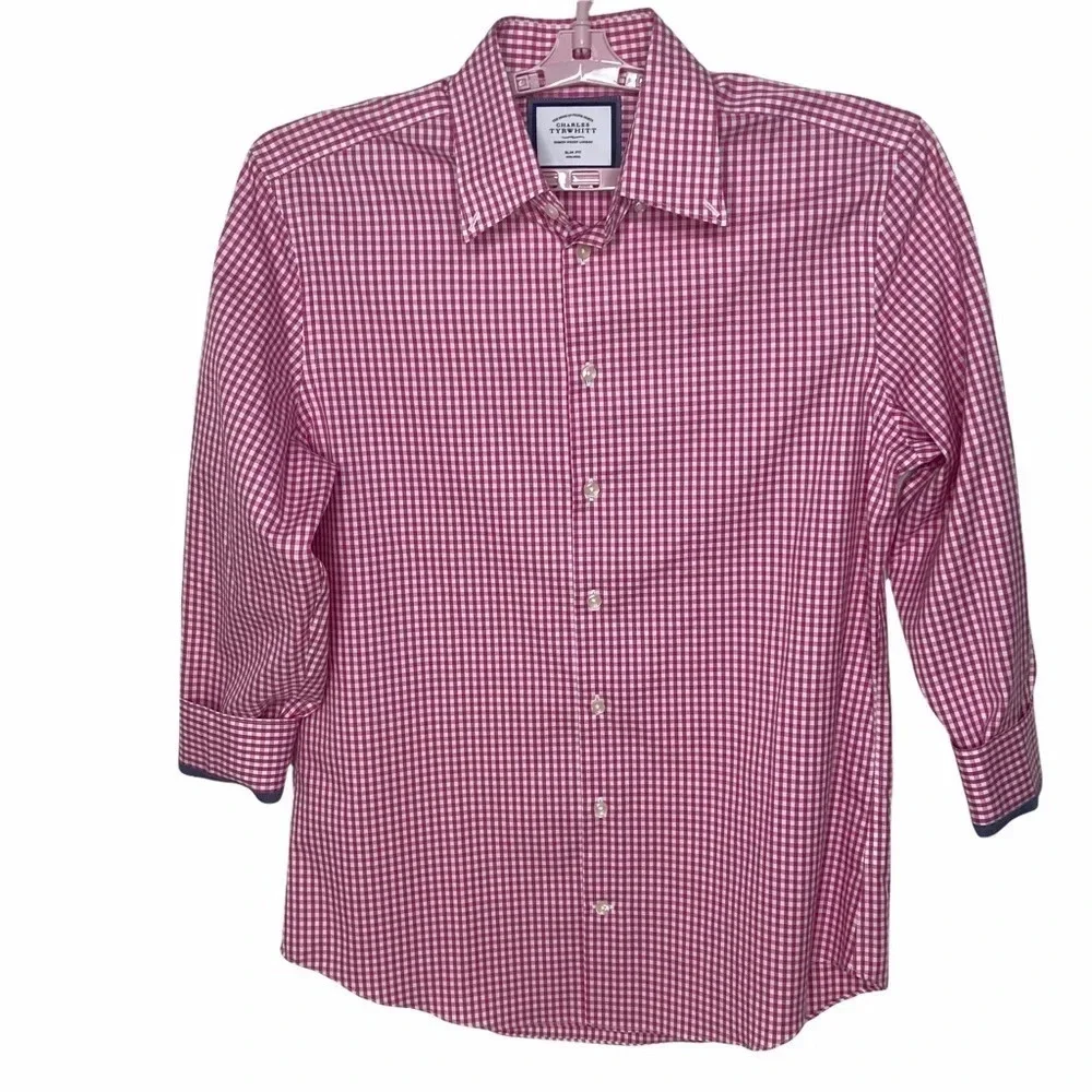 Charles Tyrwhitt Fuschia Plaid Shirt Sz: 16